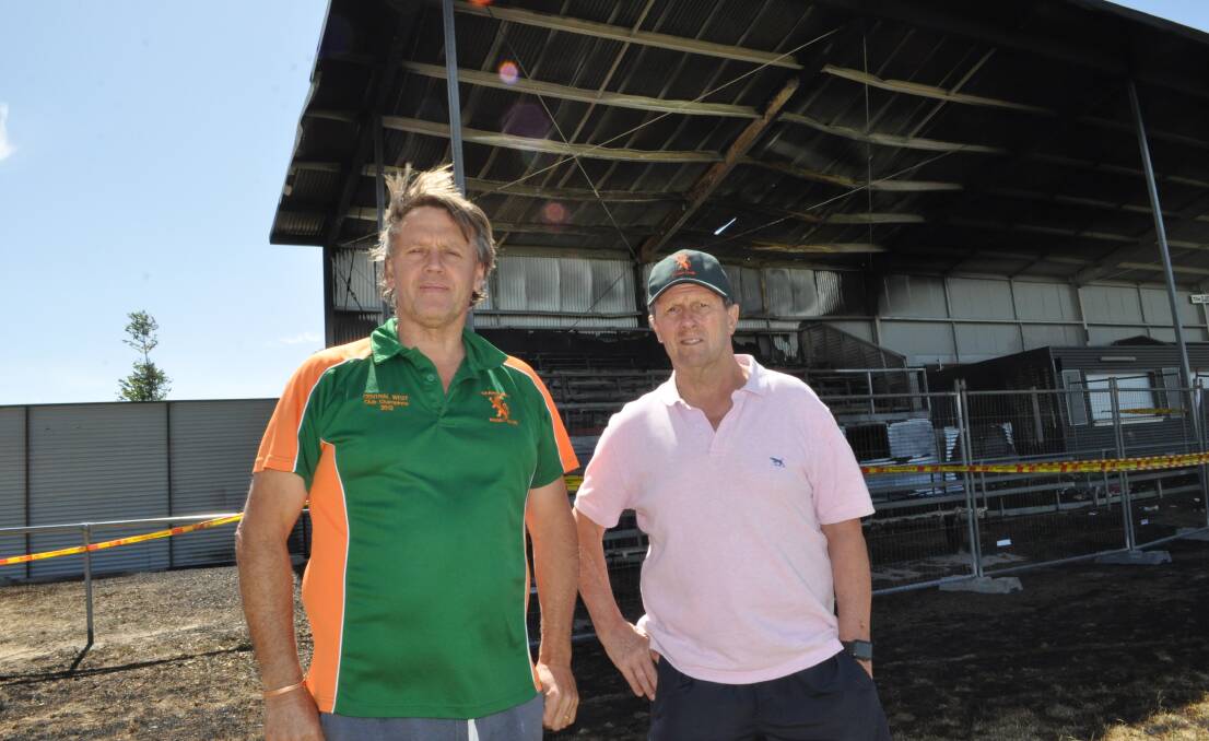 SURVEYING THE SCENE: Orange City Rugby Club's Fletcher Niven and Steve Stone at the site on Sunday. Photo: NICK MCGRATH