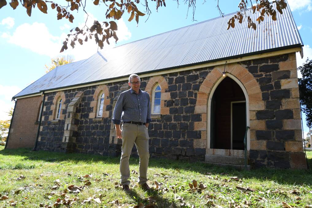 BACK ON THE MARKET: Real estate agent Andre Broekhuizen at the former church at Lucknow. Photo: CARLA FREEDMAN