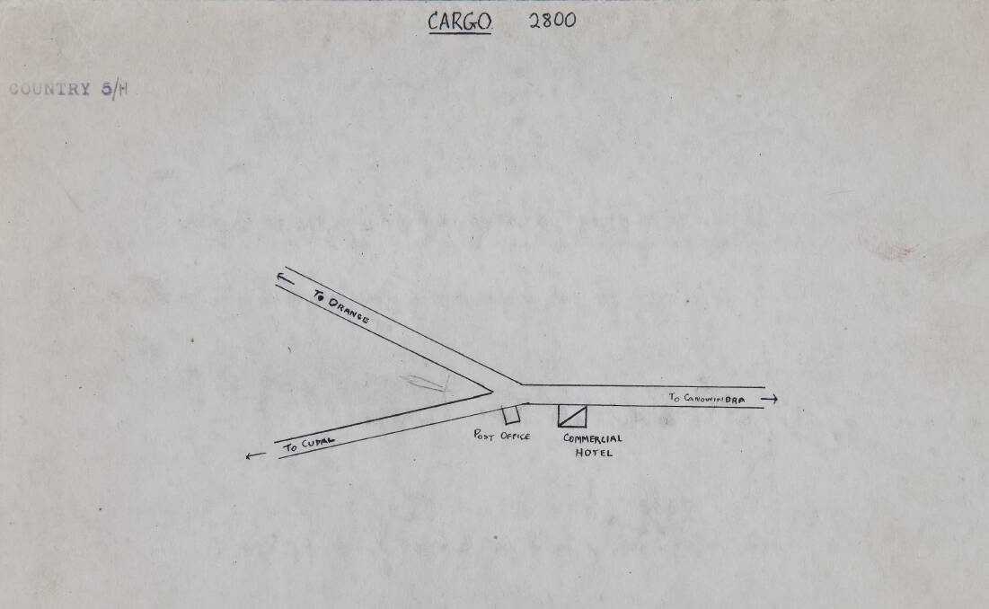 BEFORE GOOGLE MAPS: An inspector's sketch of the Cargo hotel location in 1929. Photo: ANU/Noel Butlin Archive
