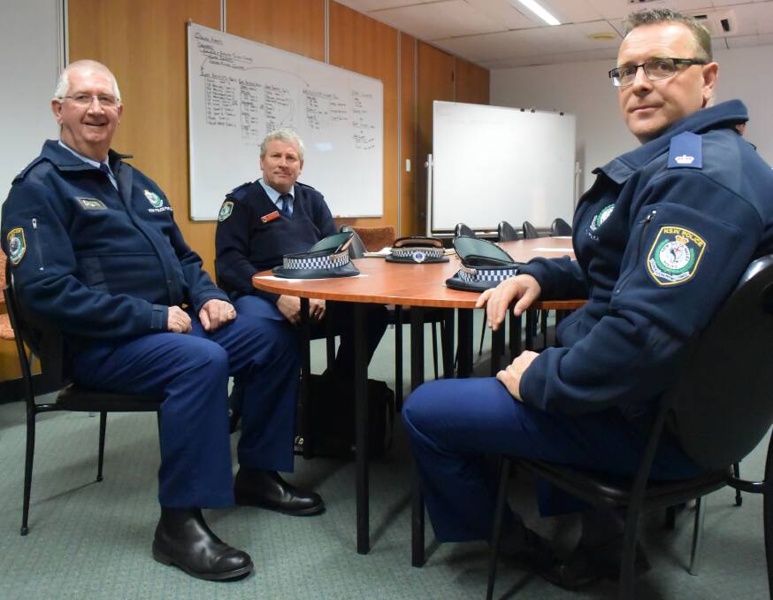 CRIME MEETING: Superintendent Chris Taylor, Chief Inspector Peter Atkins and Detective Inspector Bruce Grassick at the community safety forum. Photo: DAVID FITZSIMONS