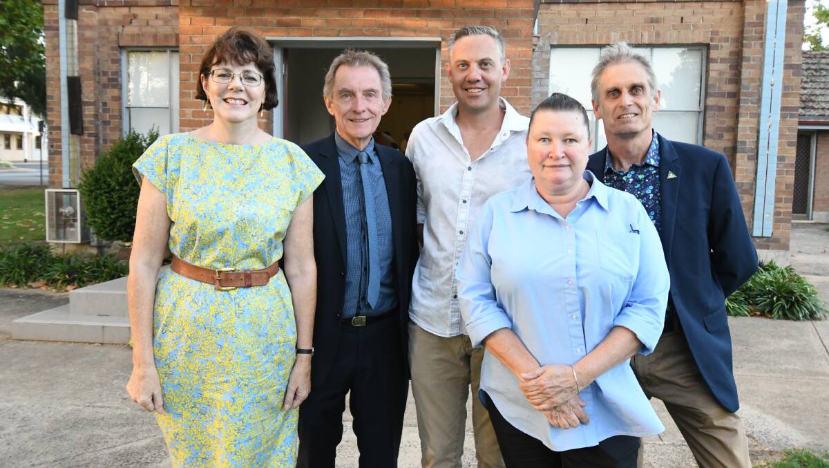 FIVE FACES: Candidates Kate Hazelton, Garry McMahon, Luke Sanger, Terri Ann Baxter and Stephen Nugent outside the forum at the CWA Hall. Photo: JUDE KEOGH