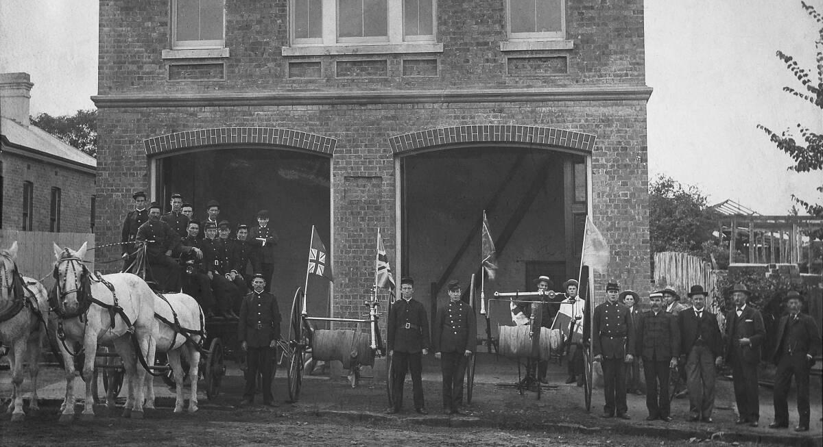 READY TO ROLL: The Orange fire brigade outside the fire station before they obtained a motorised vehicle in 1918. Photo: Supplied
