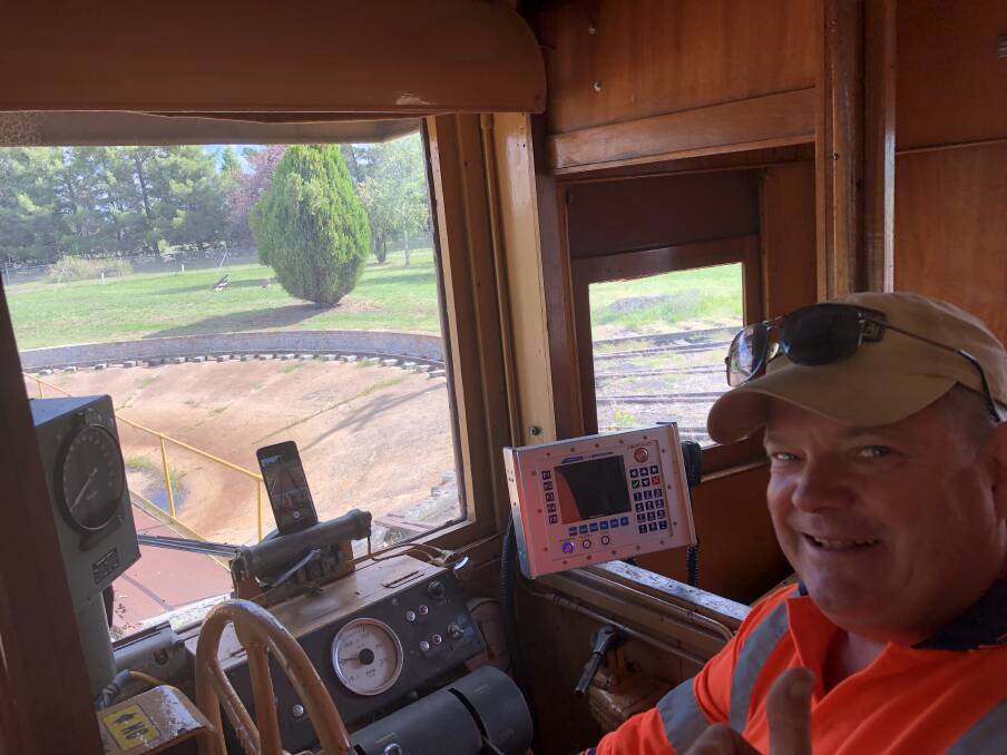 ON THE MOVE: XPT driver and former LVR chairman Michael Healey in the cab at East Fork. Photo: Supplied