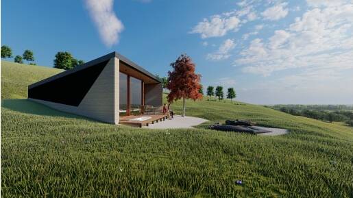 DESIGN: An image of a cabin planned for a Pinnacle Road orchard.