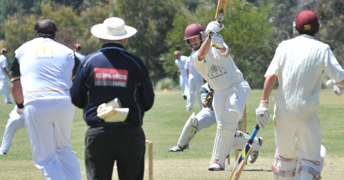 CAPTAIN'S KNOCK: Richie Venner hits out against the bowling of Chris Novak on his way to scoring more than half the Cavaliers' total by himself at Sir Jack Brabham on Saturday. Photo: JUDE KEOGH