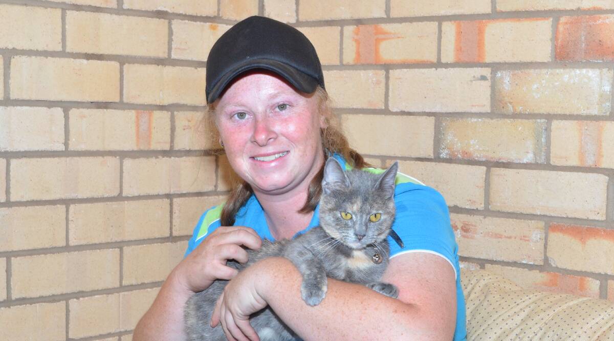 PURRRFECT: RSPCA animal attendant Renee Archer with one of the cats returned to the shelter after the fire. Photo: DAVID FITZSIMONS