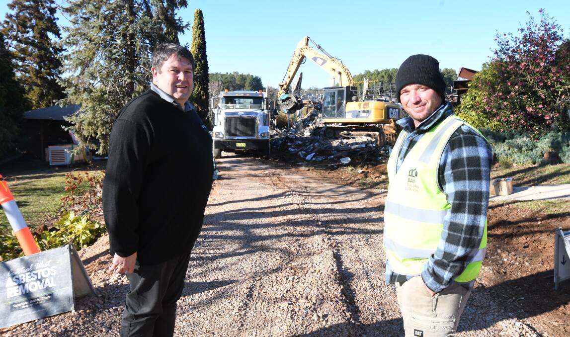 READY TO GO: Golf club general manager James Bale with site supervisor Nick Worldon. Photo: JUDE KEOGH 0621jkdemo1