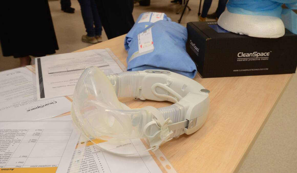 STATE OF THE ART: A new type of respiratory mask to be worn by front-line doctors and nurses in dealing with coronavirus cases at Orange hospital. Photo: JUDE KEOGH
