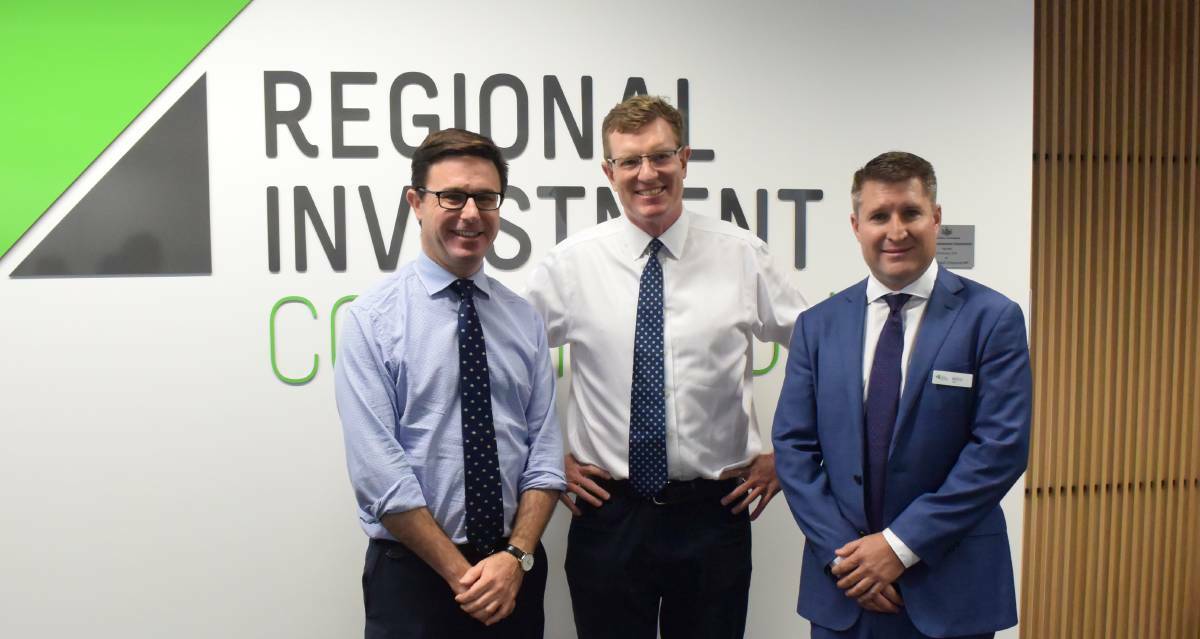 EXAMPLE: The Regional Investment Corporation's Orange offices were opened by then Agriculture minister David Littleproud, now Minister for Water Resources, Drought, Rural Finance, Natural Disaster and Emergency Management, with member for Calare Andrew Gee and RIC CEO Bruce King in February.