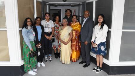 Dr Vijayakumer (second right) with family members at the opening of the Carcoar Medical Centre in 2019. 