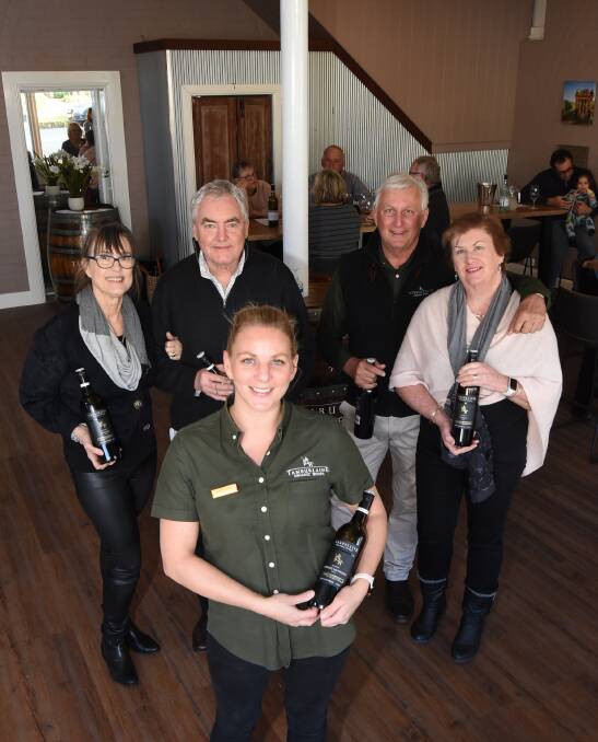 High-tech hippies: Lisa and Peter Thompson, Mark and Sue Davidson and cellar door manager Phoenix Kamsteeg at their new Tamburlaine cellar door in Millthorpe. Photo: Mark Logan.