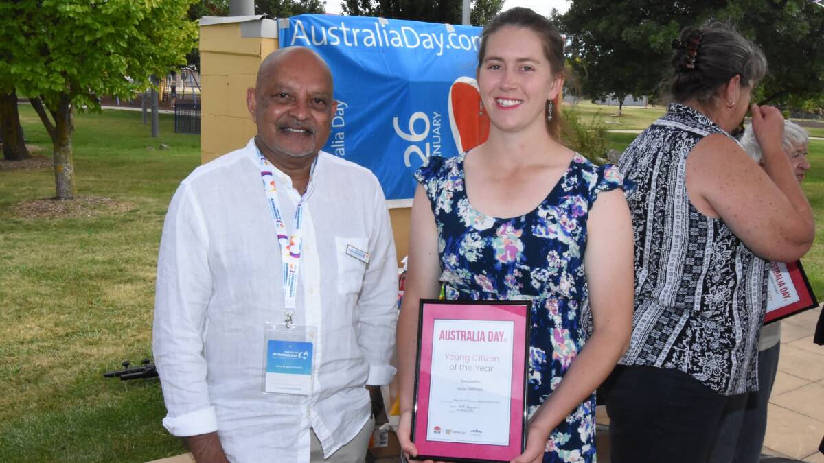 Australia Day ambassador Kumar Pereira with Alicia Gersbach.