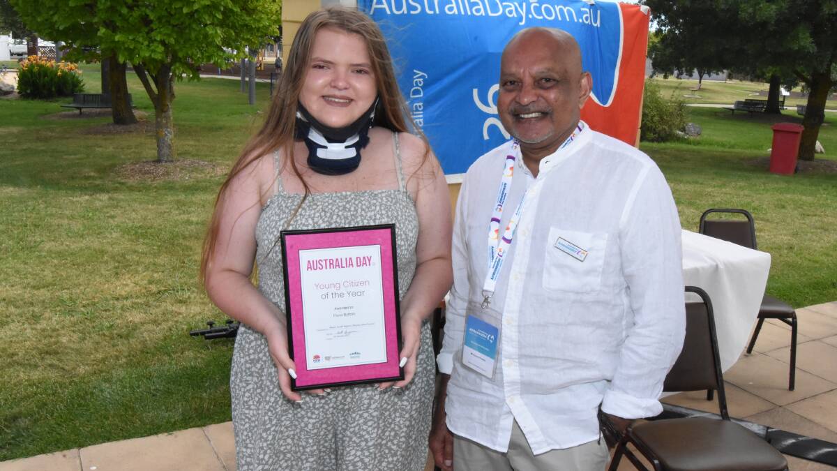 Fiona Bottom with Australia Day ambassador Kumar Pereira.