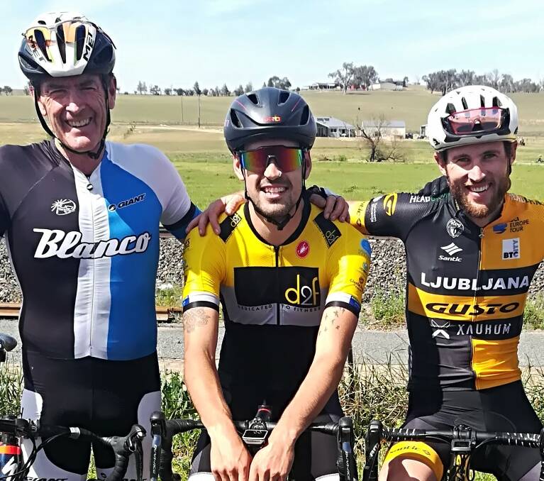 TALENTED: Mark Windsor, Brad Rayner and Tim Guy all impressed in the Bathurst Cycling Club's Road Series finale. Rayner was the victor.
