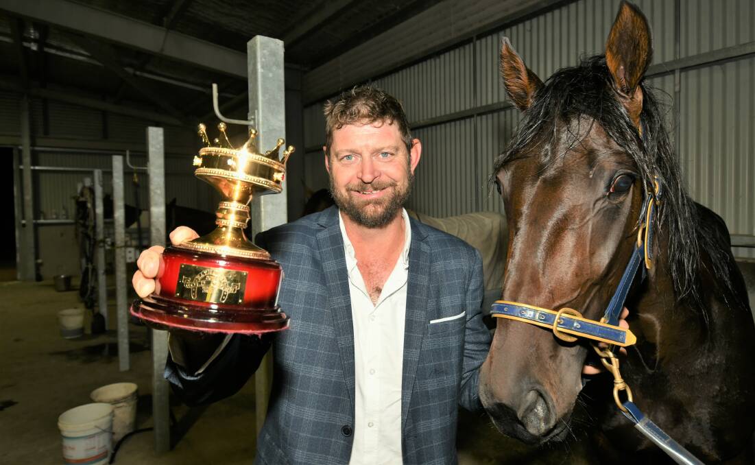 SPECIAL NIGHT: Daryll Perrot had his first Group 1 drive on Saturday night and he made it a winning occasion by steering Mister Rea to victory in the Gold Crown. Photo: CHRIS SEABROOK 032721cgoldcrwn3