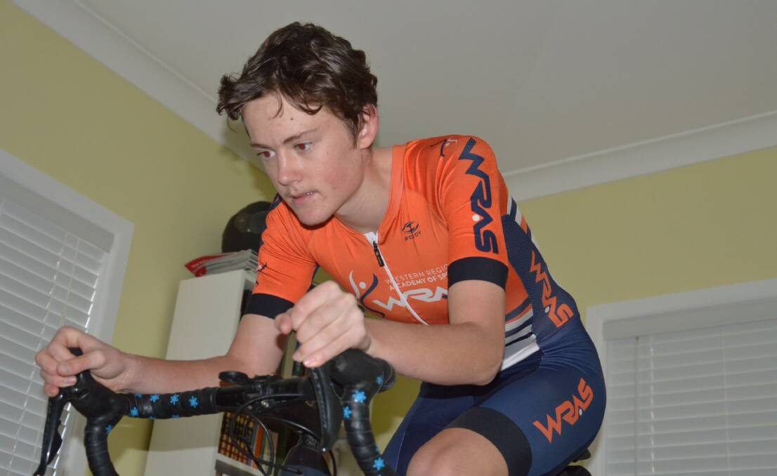 ROLLING ALONG: Bathurst Cycling Club junior and WRAS cycling squad member Luke Tuckwell has enjoyed the chance to compete in the online State of Origin series. Photo: CONTRIBUTED