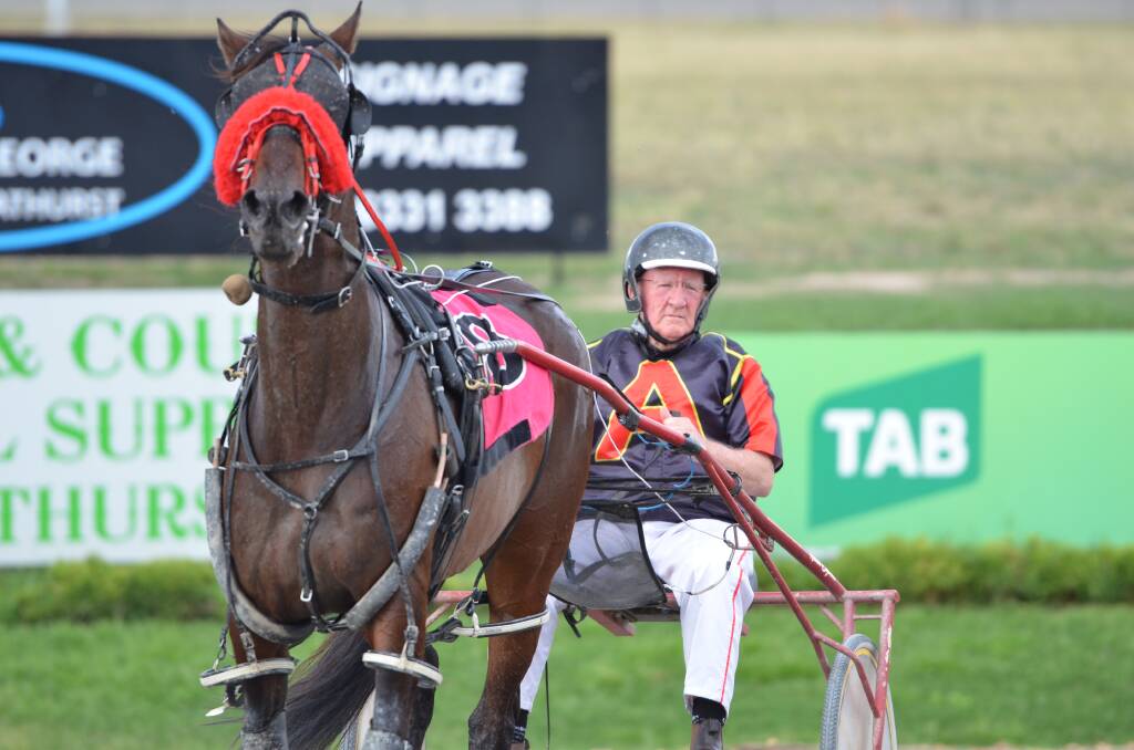 SHOCK RESULT: The Colin McDowell driven Shanocon came from last at the top of the straight to win at the Bathurst Paceway on Wednesday. Photo: ANYA WHITELAW