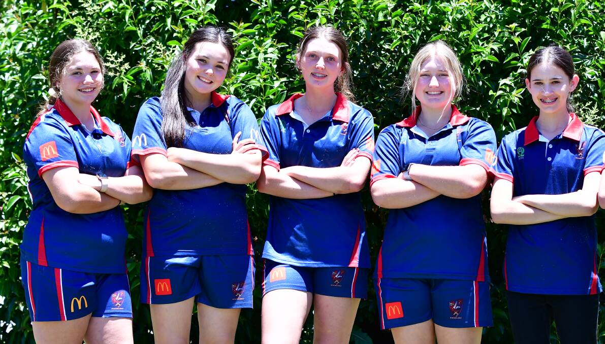 Bathurst District Cricket Association players Nikera Hann, Callee Black, Gabby Kelly, Amy Corbett and Chelsea Muller will all line up for the Western Zone under 19s. Picture by Alexander Grant