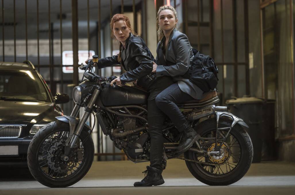 BINGE WATCH: Scarlett Johansson and Florence Pugh in Black Widow, on Disney+. Picture: Jay Maidment/Marvel Studios 