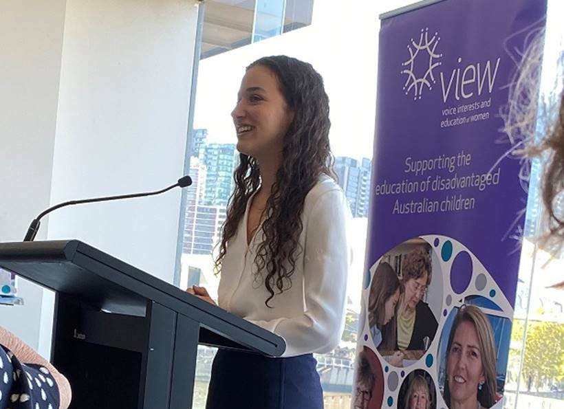 Emily Fioramonte speaks at View Club's Melbourne International Women's Day event earlier this year. Photo: Supplied