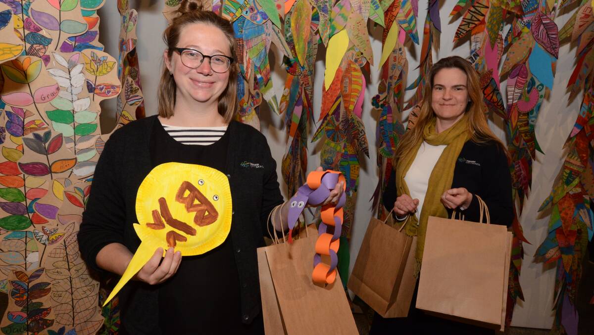 FREE ACTIVITIES: Orange Regional Museum's Sally MacLennan and Cecilie Knowles prepare fun activity packs for children ahead of the July school holiday. Photo: JUDE KEOGH 