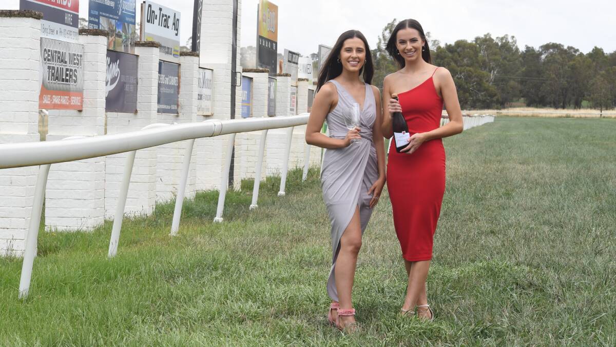 READY TO GO: Sophie Cheney and Ellie West at a much greener Towac Park ahead of Saturday's Epiroc Ladies Day, Racing Orange's first meeting since November. Photo: JUDE KEOGH