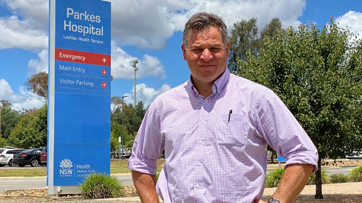 Phil Donato outside the relatively new and somewhat more empty Parkes Hospital. Photo: CONTRIBUTED