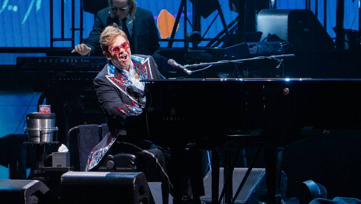 SHOW MAN: Elton in action at the Hope Estate concert. 
