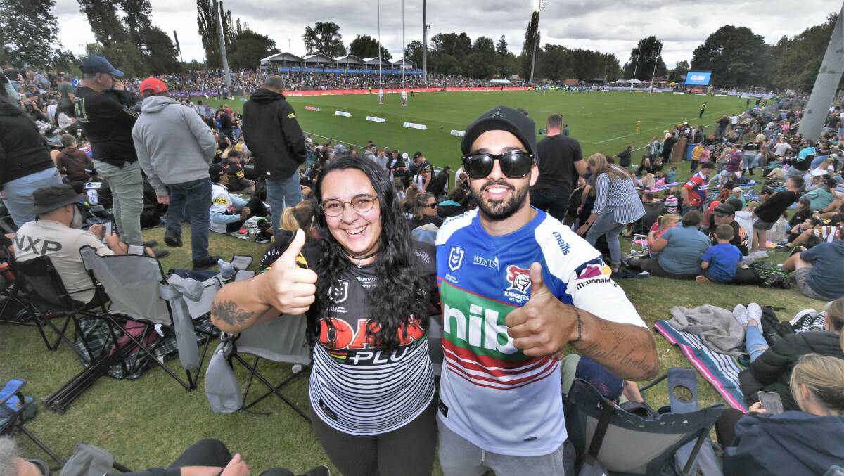 Maiquilla Brown and Cameron Manning enjoying the atmosphere at the Panthers versus Knights match at Bathurst in 2022. Picture by Chris Seabrook.