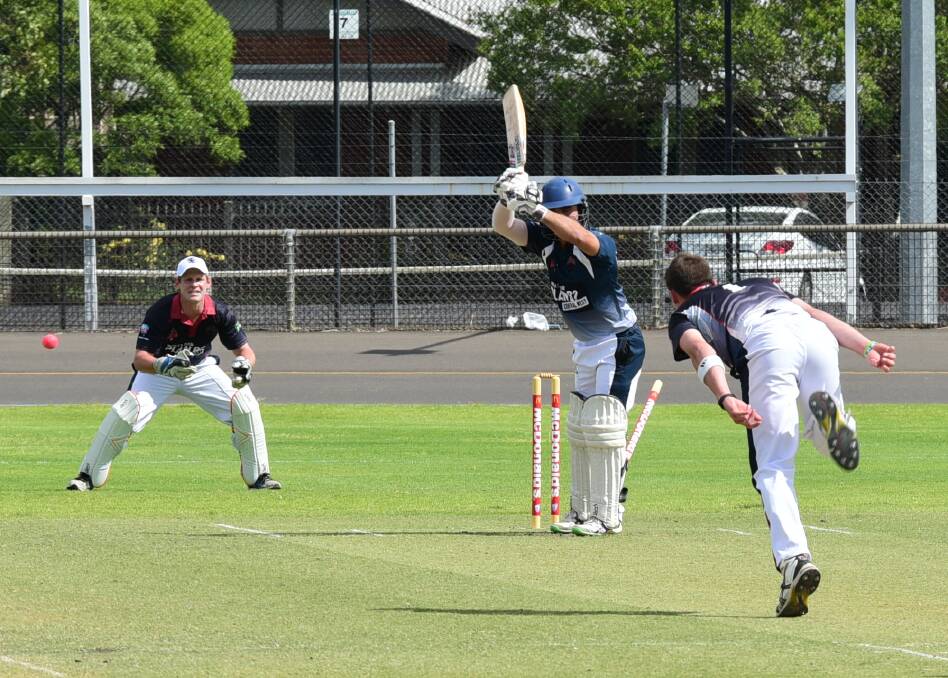 CARTWHEELING: Central West Wrangler Joey Coughlan survived this ill-judged leave thanks to a no ball call from the umpire. Photo: PAIGE WILLIAMS