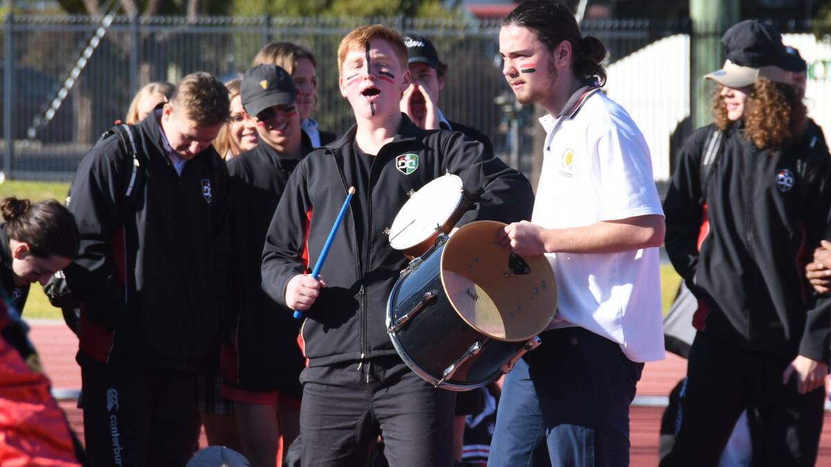 BANG THAT DRUM: The Dubbo College Senior Campus students get behind their team during last year's tie victory on home soil. Photo: NICK GUTHRIE