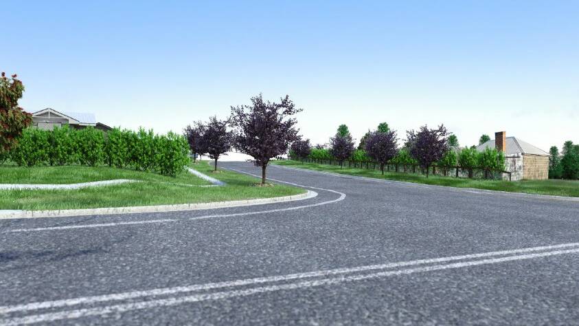 The proposed view of the entrance to the new subdivision, on the northern side of Millthorpe's entry from Orange