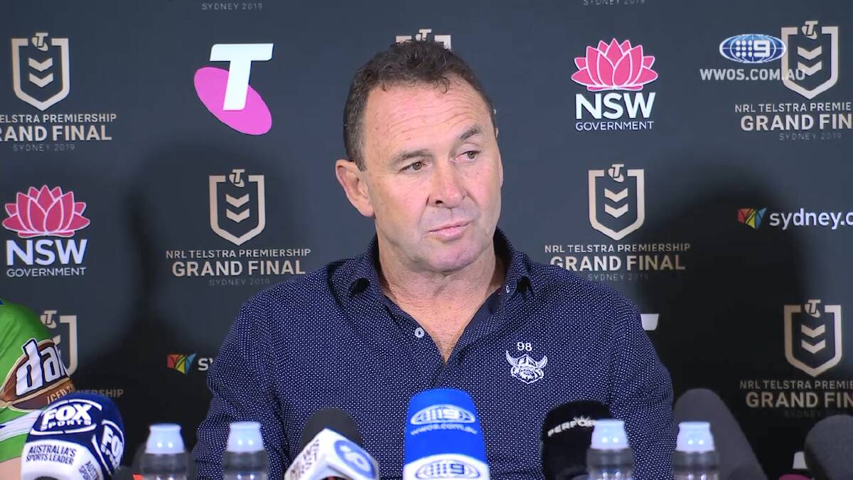 SHATTERED: Canberra coach Ricky Stuart following his side's NRL grand final defeat to the Roosters. 