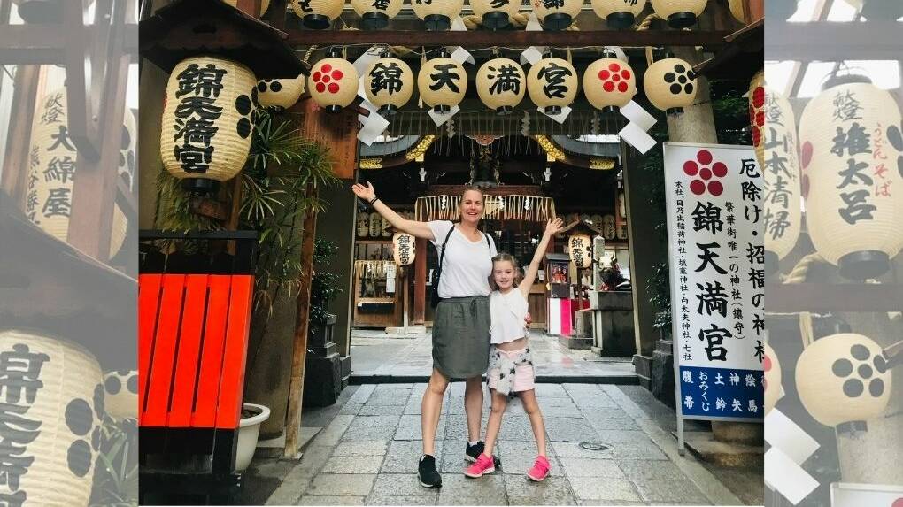 HAPPY TRAVELLER: Michelle Slack-Smith with her daughter Franki in Kyoto in 2019.