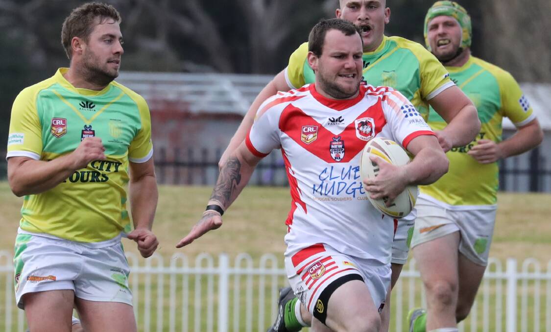 IN SPACE: Jayden Brown has made a successful transition from the Woodbridge Cup to Group 10 club Mudgee in 2019, and will line-up at fullback for the Dragons in Sunday's grand final. Photo: SIMONE KURTZ