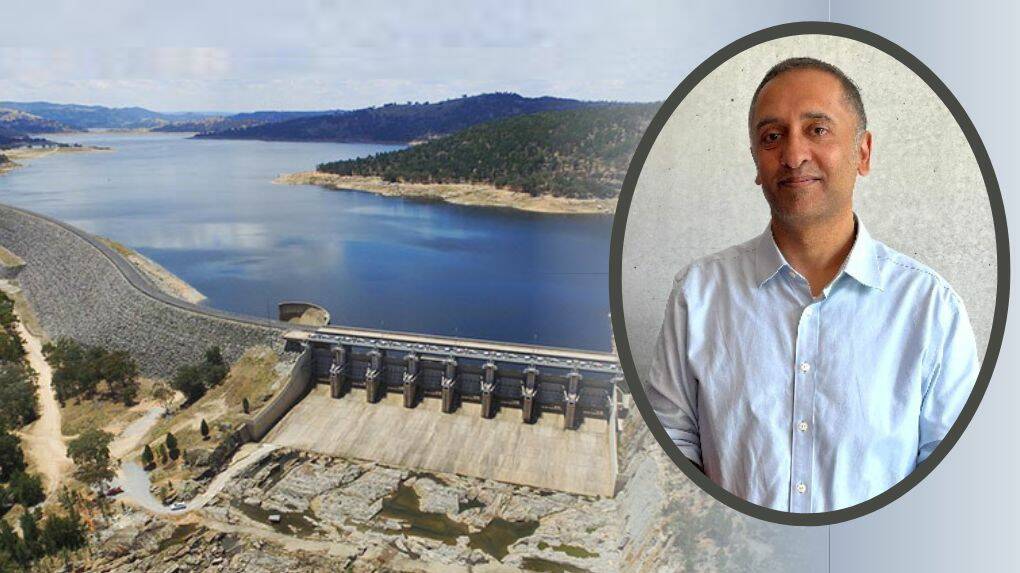 Wyangala Dam and Dr Ashish Sharma, a University of New South Wales (UNSW) researcher and professor. 