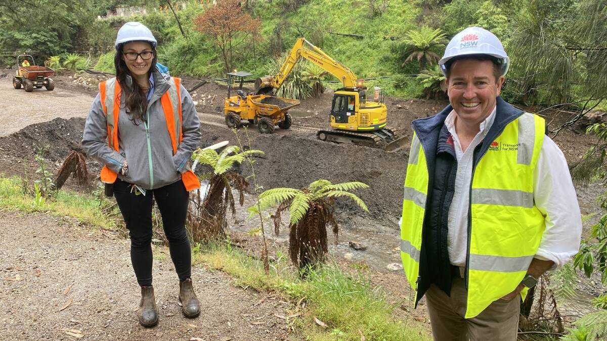 WORK: Member for Bathurst Paul Toole has been onsite with Jenolan Caves general manager Jodie Anderson.