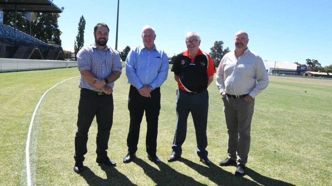 CHANGE: Evan Jones, Linore Zamparini, Bob Walsh and Dave Skinner at Wade Park for the original announcement in March, 2021. 