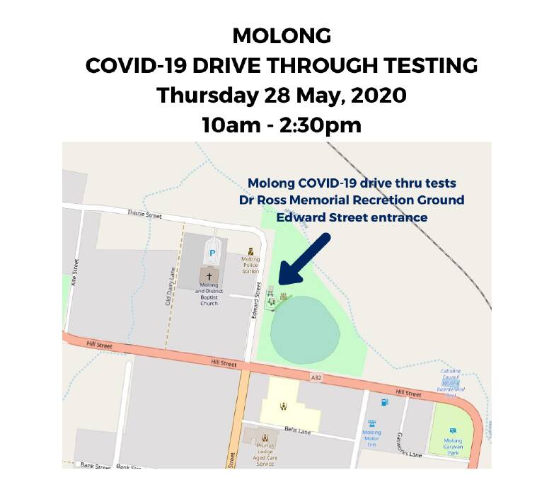 Where the drive through testing clinic will be stationed at Molong