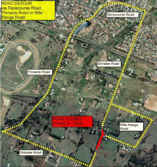 DETOURS: Council issued a map indicating the detours in place during the Shiralee Road upgrade. Photo: OCC