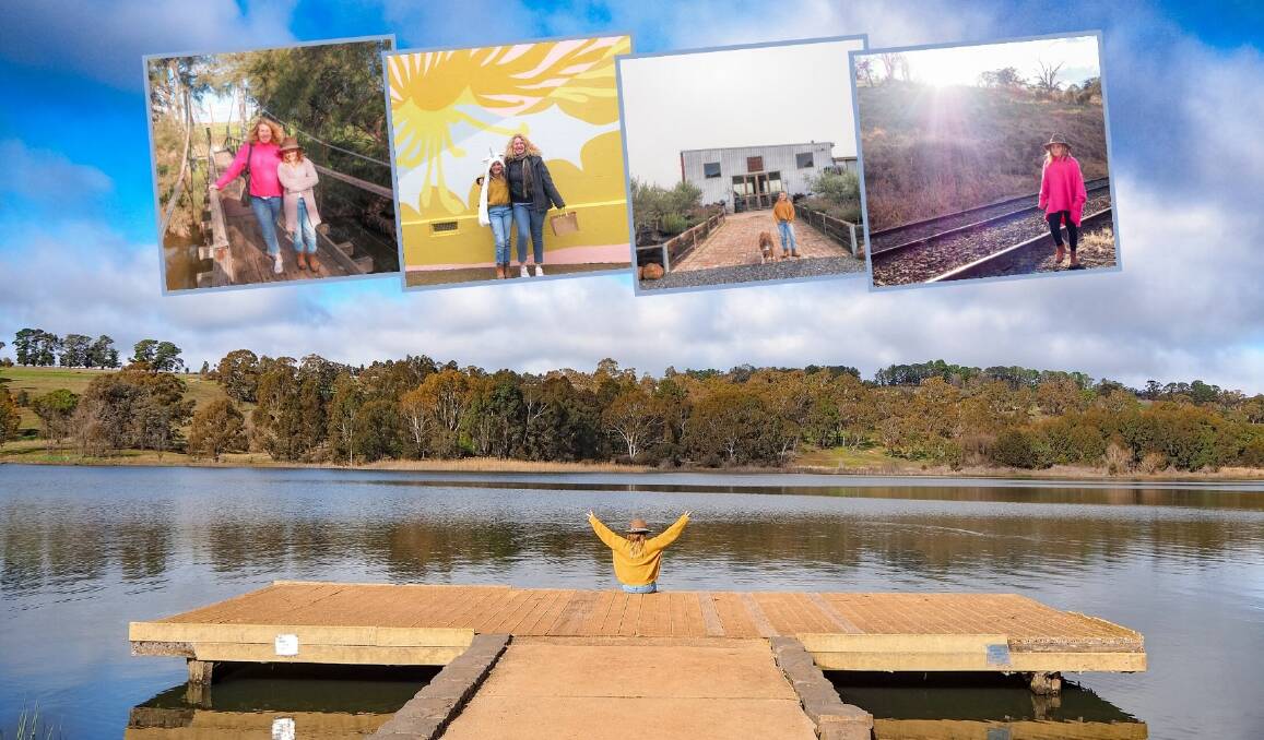 MUM, PACK, TRAVEL: Emmie Farrell at Lake Canobolas this week, along with (inserts) her mum Evie Farrell as they travelled through the Orange region. Photos: @MUMPACKTRAVEL
