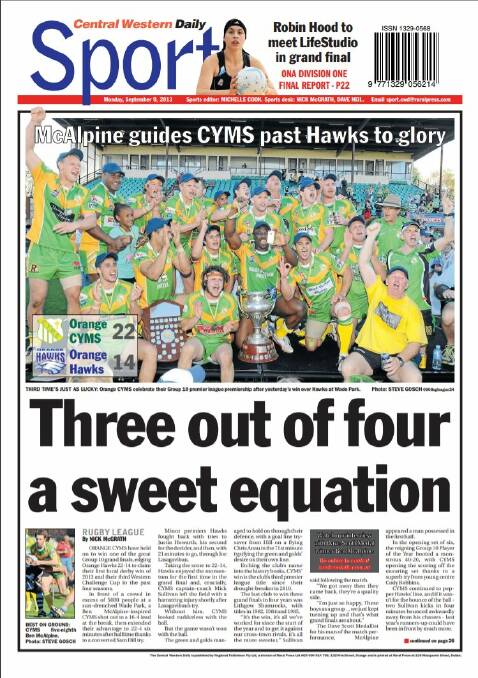 The back page of the CWD after the 2013 grand final.