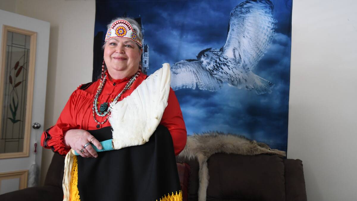 WELCOME: Cherokee woman Kathleen ShaunaSay WhiteFeather Gardner, from North Carolina, is now an Aussie. Photo: JUDE KEOGH.