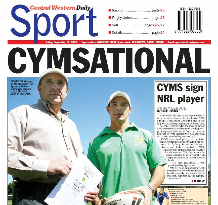THE START: CYMS ink a two-year deal with Mick Sullivan at the end of 2009, the start of his time in green and gold. 