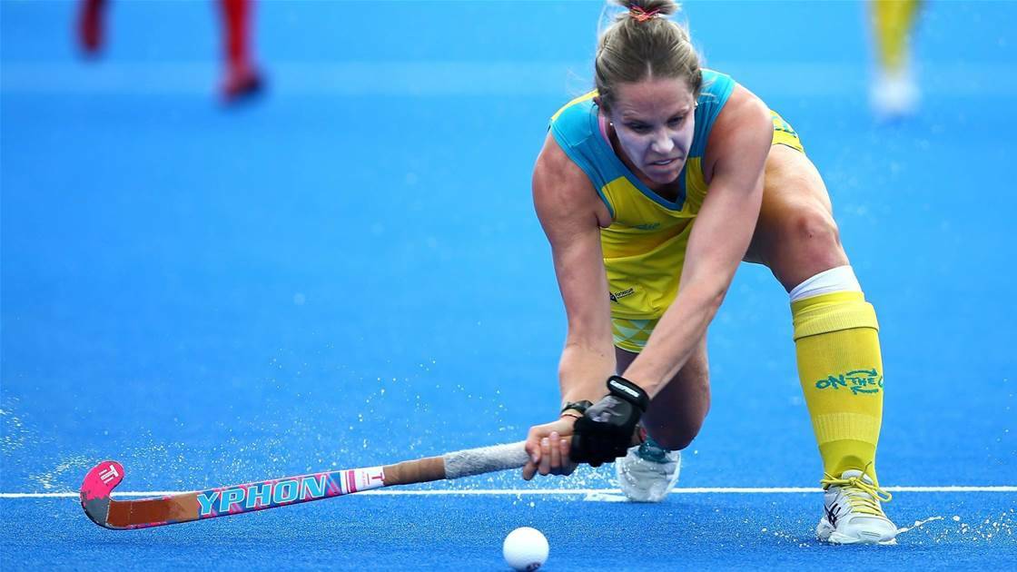 HANGING TOUGH: Edwina Bone and the Hockeyroos defence were forced to show plenty of grit in the face of the electric Argentina attack. Photo: HOCKEY AUSTRALIA