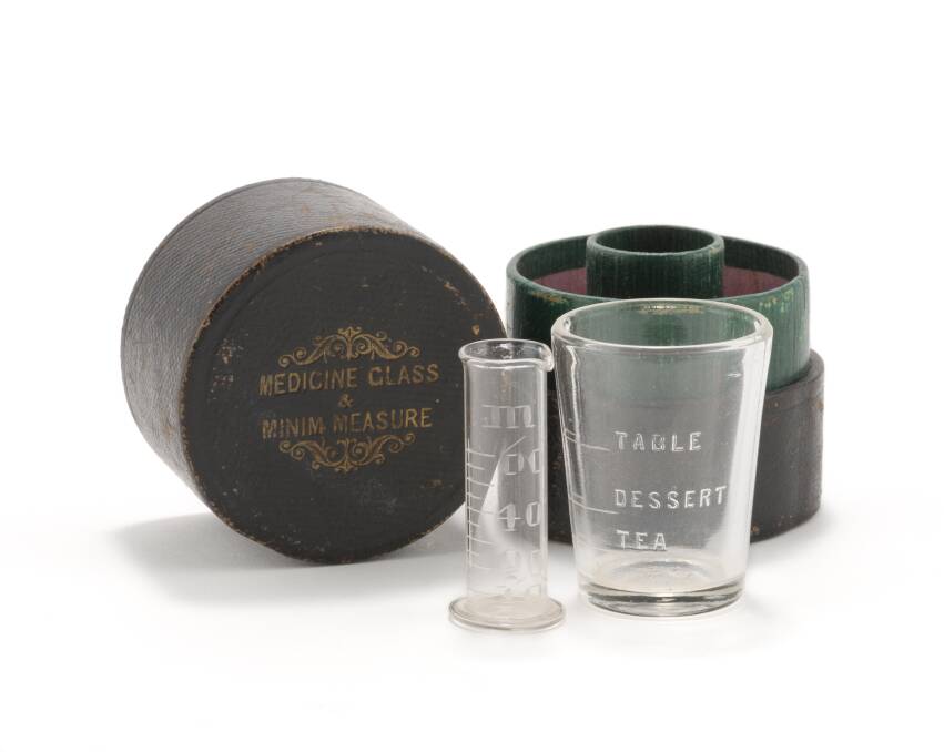 INSIGHT: Medicine glass and minim measure, c 1870-1900, on loan from the Carcoar Hospital Museum.