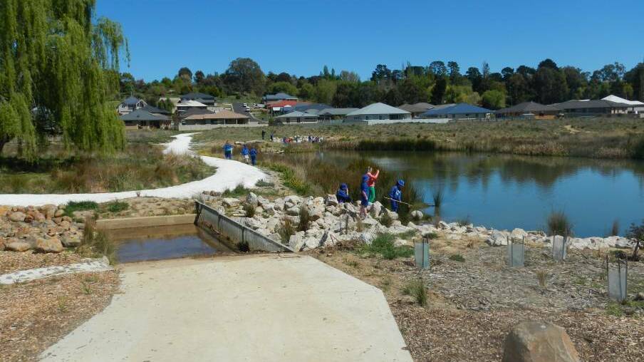 WETLANDS WALK: Amanda Holman has two tradies to thank after a loose dog approached her and her pooch in an aggressive manner last week. Photo: FILE