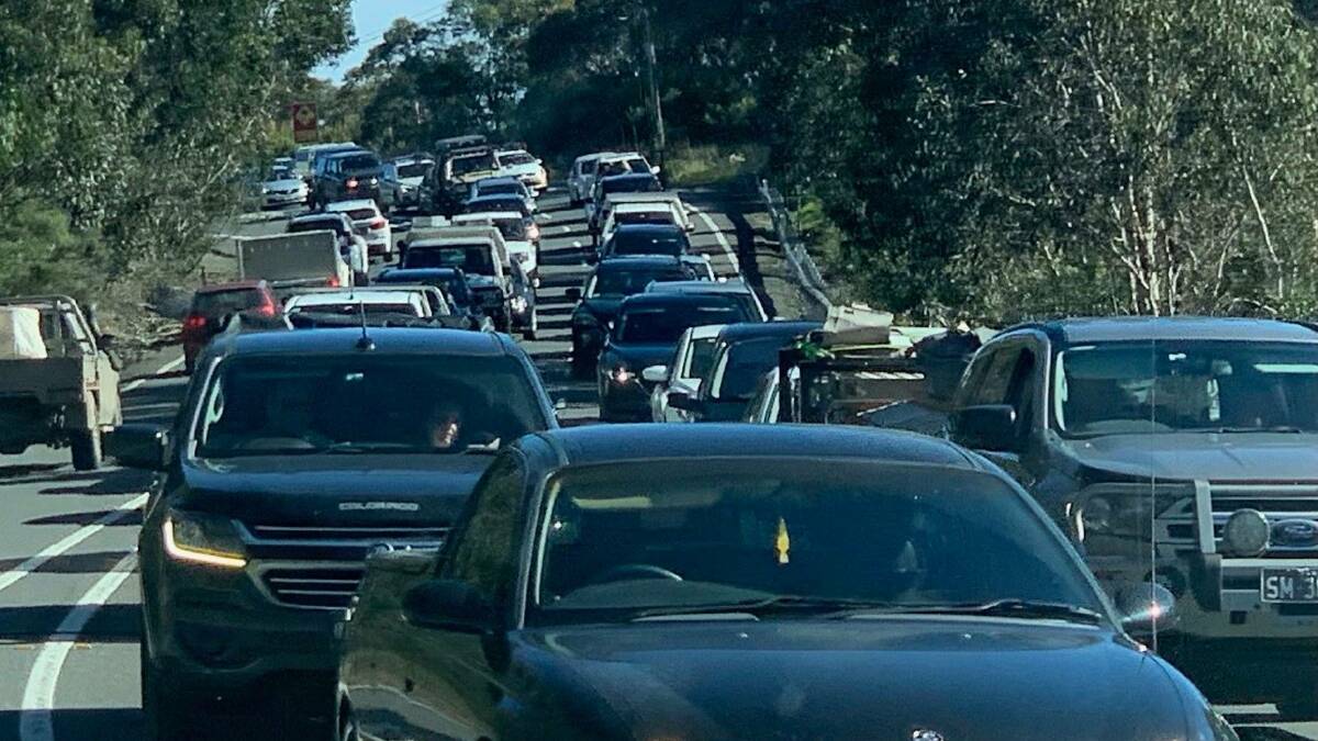 BANKED BACK: Traffic banked up along the Great Western Highway this Easter, following the unexpected closure of the Bells Line in March. Photo: PAUL TOOLE MP