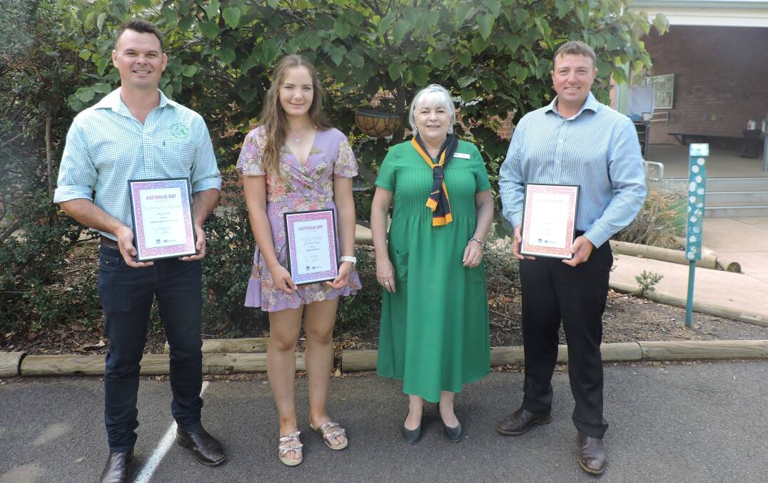 AUSTRALIA DAY HONOUR: Paul Eccleston president of Nashdale Sports and Social Club, Sophia Redanbach (Young Citizen of the Year), Cabonne Councillor Libby Oldham and Citizen of the Year Luke Cantrill. Photo: CONTRIBUTED