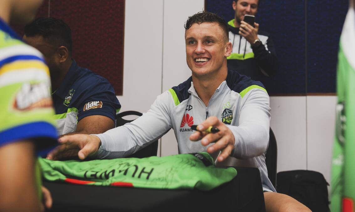 READY TO STEP UP: Jack Wighton meets with excited fans at Raiders fan day at Raiders Belconnen. Picture: Dion Georgopoulos